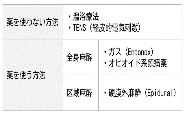 無痛分娩の種類